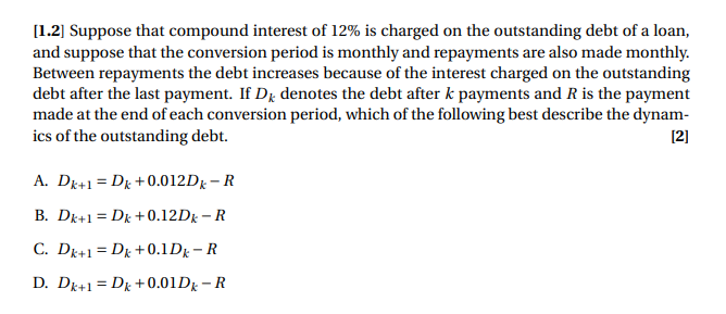 Solved [1.2] Suppose that compound interest of 12% is | Chegg.com