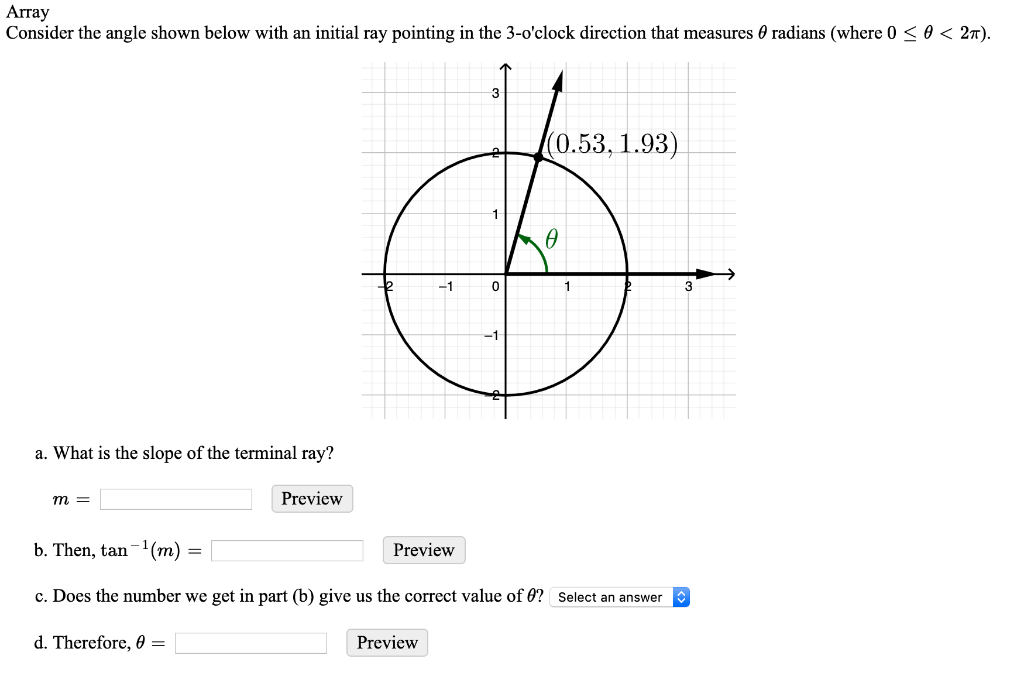 Solved Array Consider the angle shown below with an initial | Chegg.com