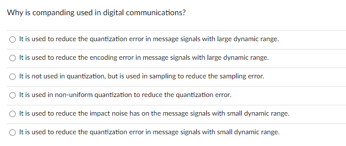 Solved Why is companding used in digital communications? It | Chegg.com