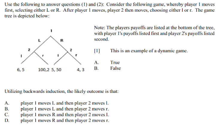 Solved Use the following to answer questions (1) and (2): | Chegg.com