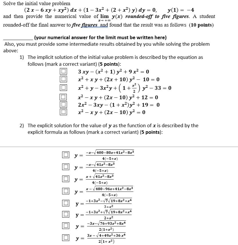 Solved Solve The Initial Value Problem 2 X 6 Xy Xy Chegg Com