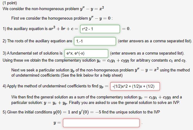 Solved (1 ﻿point)We consider the non-homogeneous problem | Chegg.com