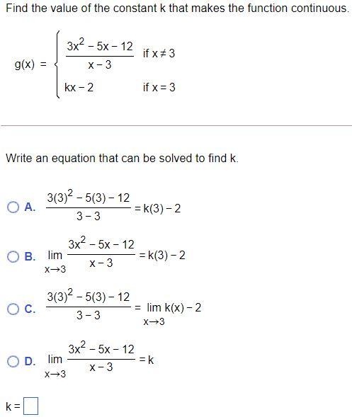 Solved Find the value of the constant k that makes the | Chegg.com