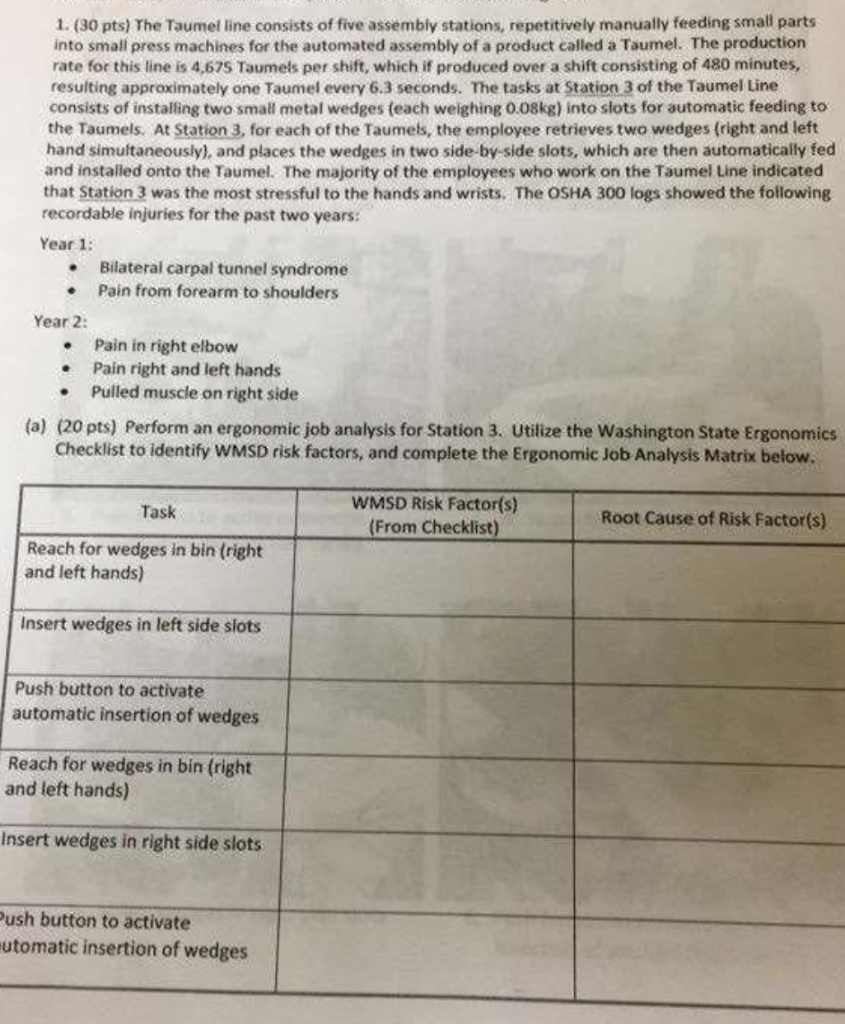 WAC 296-62-05174 Appendix B: Criteria for analyzing | Chegg.com