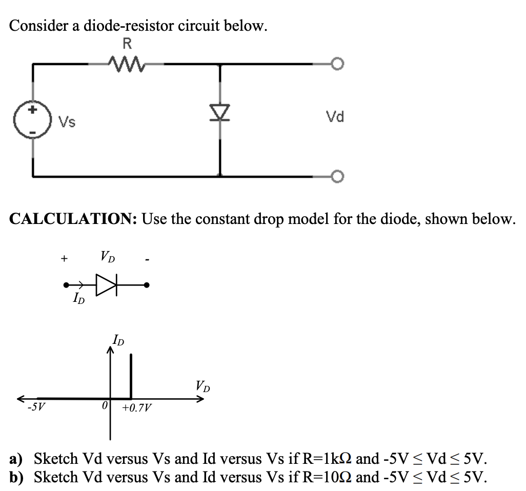 Solved Consider a dioderesistor circuit below. CALCULATION
