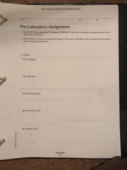 Solved Lab 4 Preparation of Strontium lodate Monohydrate