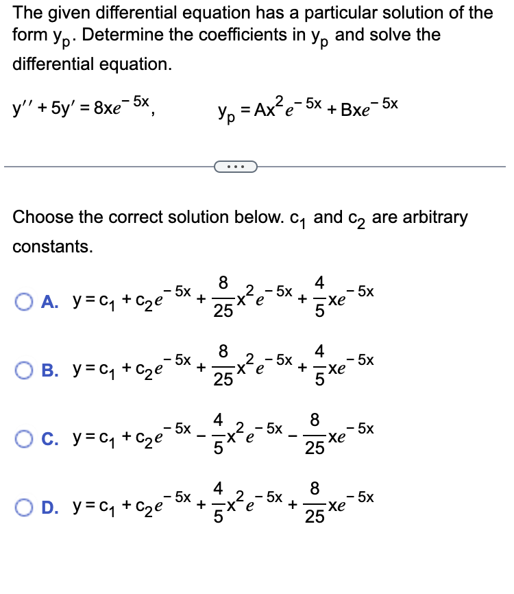 Solved The given differential equation has a particular | Chegg.com