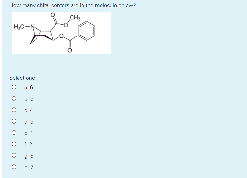 Solved How Many Chiral Centers Are In The Molecule Below Chegg Com