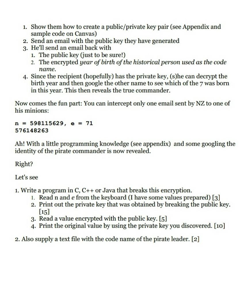 1. Show them how to create a public/private key | Chegg.com
