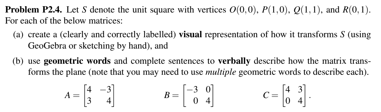 Solved Problem P2.4. Let S denote the unit square with | Chegg.com