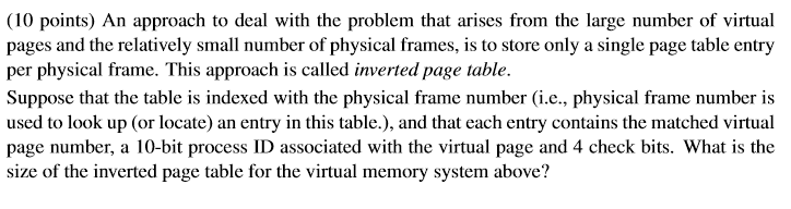 Solved Consider a Virtual Memory System with the following | Chegg.com