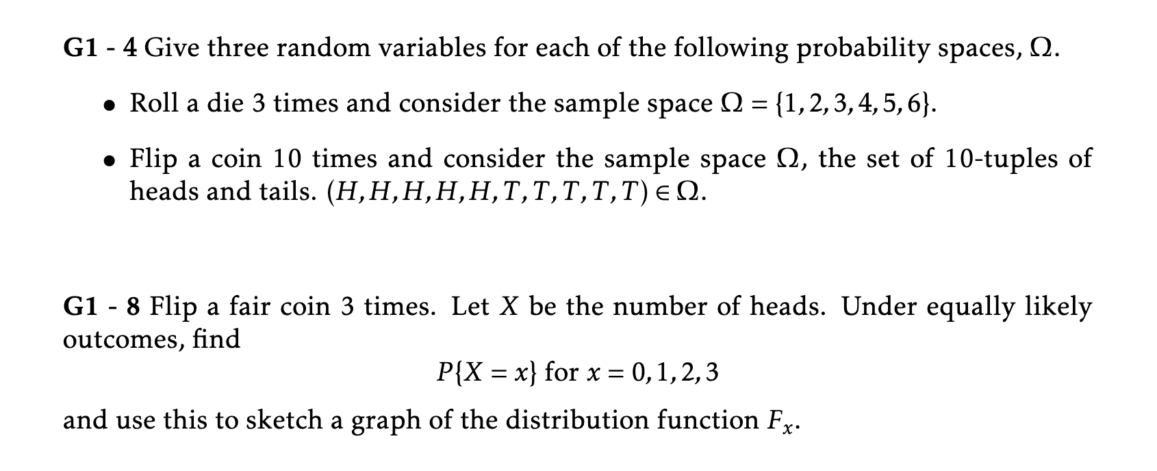 Solved G1 - 4 Give three random variables for each of the | Chegg.com