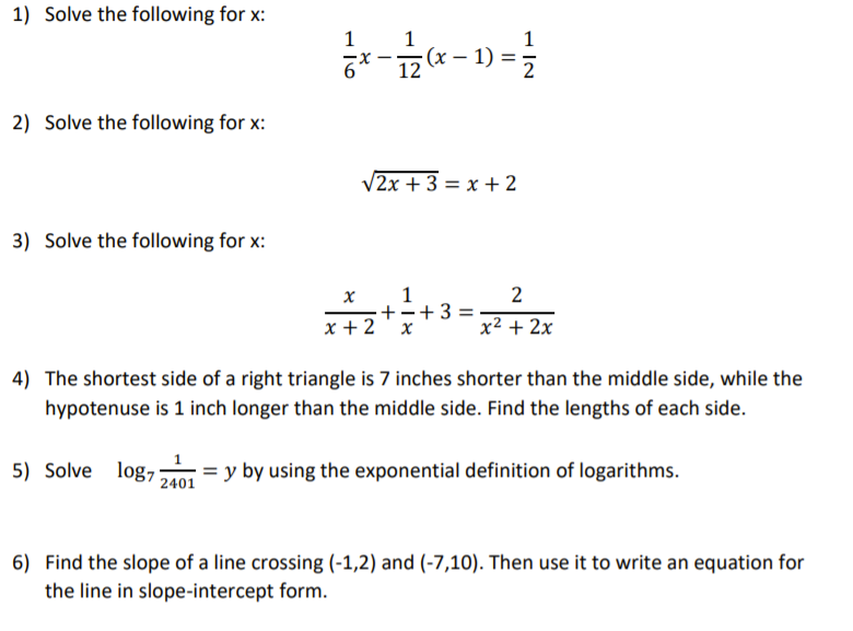 Solved 1 Solve The Following For X 1 6 1 12 X 1 2 Chegg Com