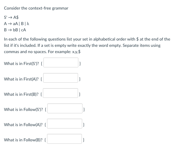 Solved Consider The Context-free Grammar S' → A$ A → AB B → | Chegg.com