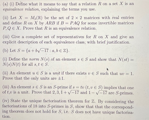 Solved A I Define What It Means To Say That A Relatio Chegg Com