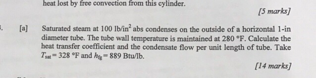 Solved heat lost by free convection from this cylinder. 5 | Chegg.com