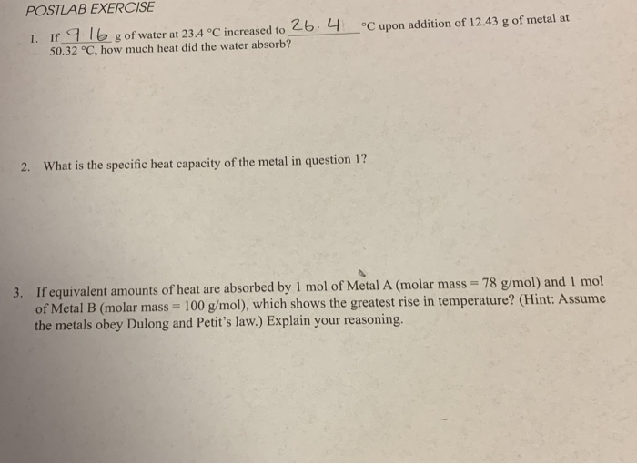 Solved DATA SHEET Trial 1 Trial 2 Trial 3 Mass of Metal | Chegg.com
