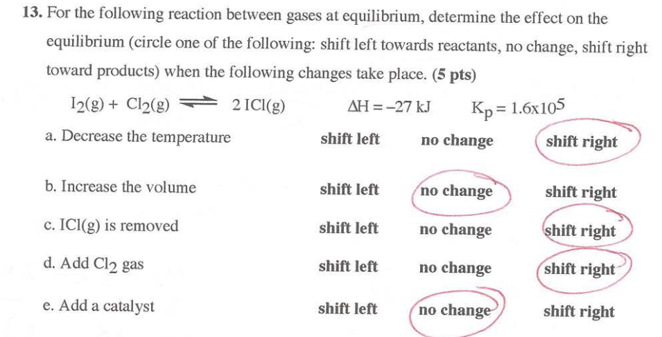 Solved 14. Referring to the reaction in 13 at equilibrium, | Chegg.com