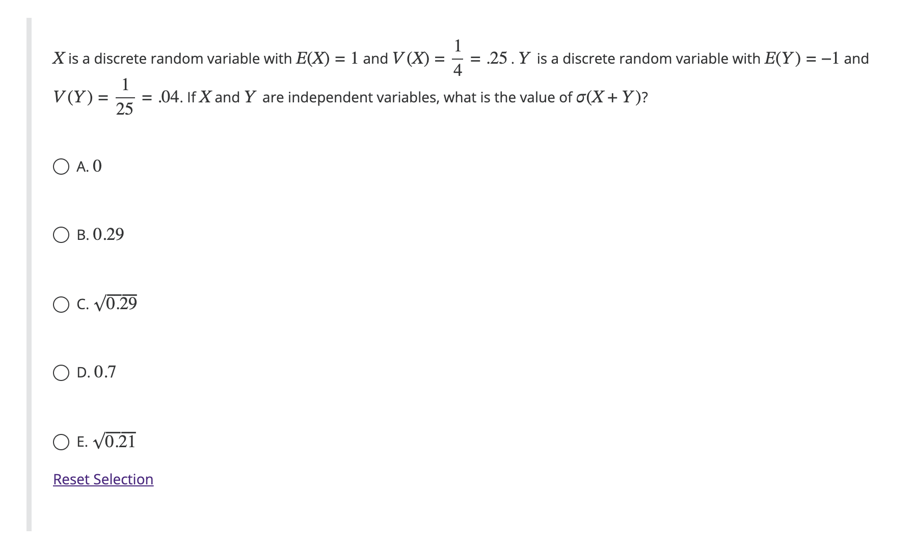 Solved 𝑋 is a discrete random variable with 𝐸(𝑋)=1 and | Chegg.com