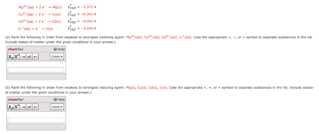 Solved 1a. Two Standard Reduction Potentials Are | Chegg.com