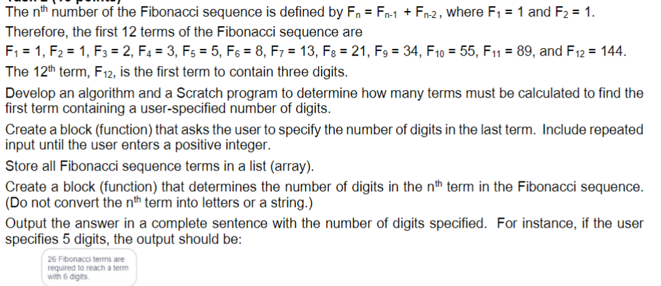 Solved In Scratch, The Nth ﻿number Of The Fibonacci | Chegg.com