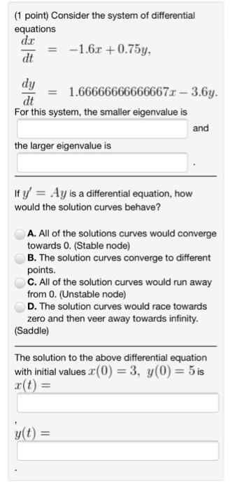 Solved Consider the system of differential equations dx/dt | Chegg.com