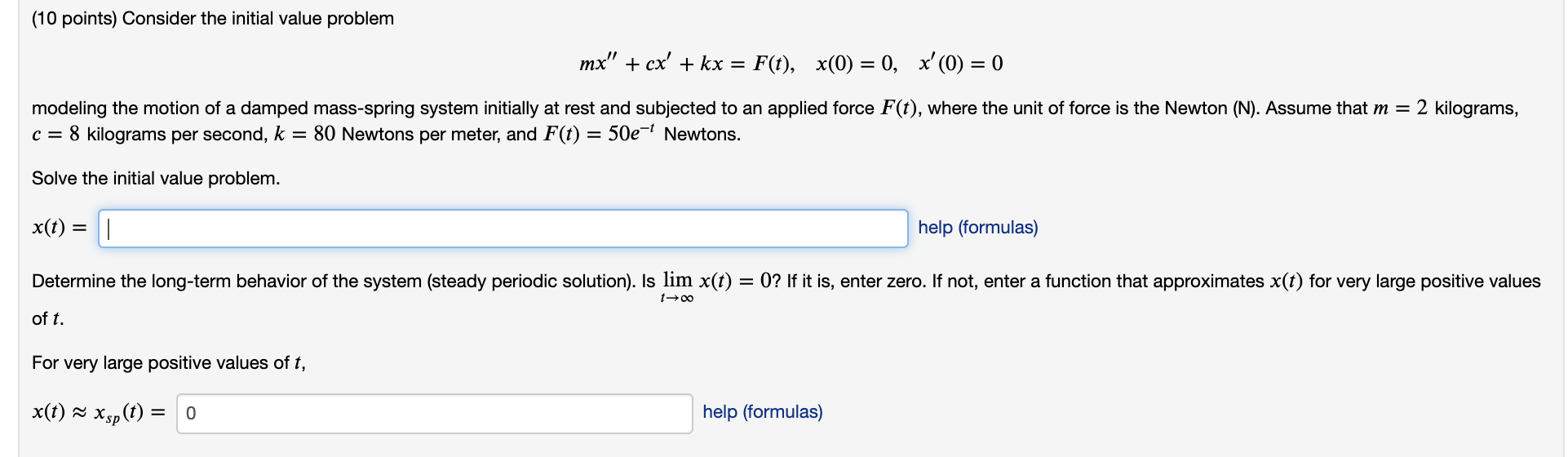 Solved 10 Points Consider The Initial Value Problem Mx