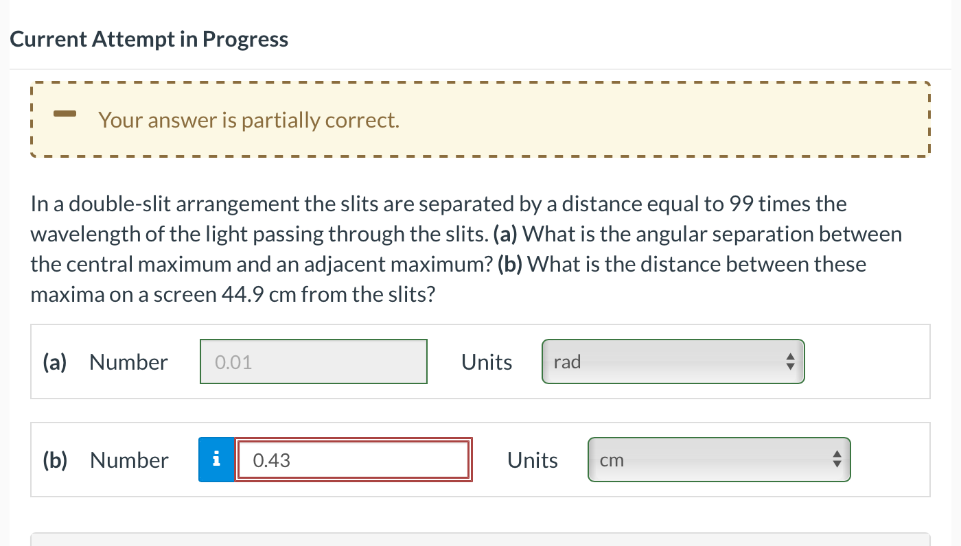 Solved Current Attempt in Progress In a double-slit | Chegg.com