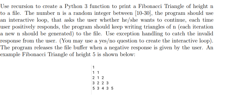 Solved Use recursion to create a Python 3 function to print | Chegg.com