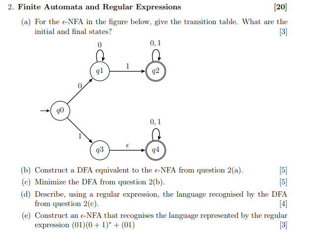 Solved 2 Finite Automata And Regular Expressions 20 a Chegg