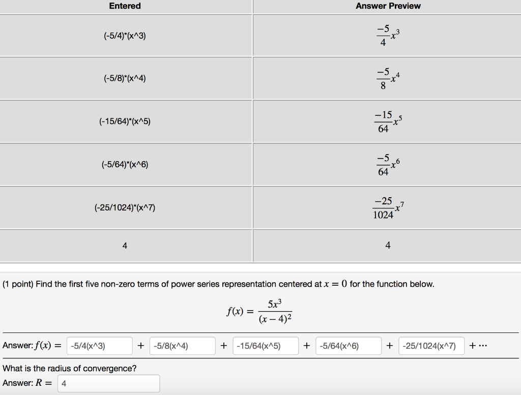 Solved Entered Answer Preview 5 4 x 3 4 5 8 x 4 74 Chegg