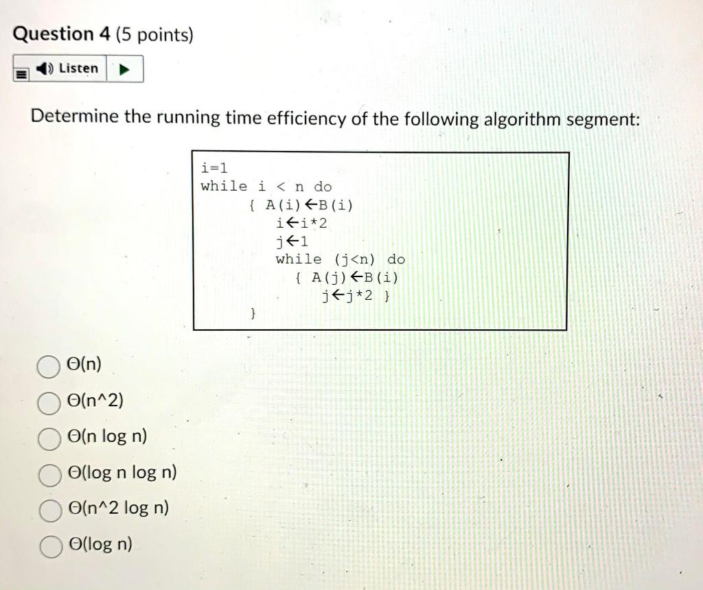 Solved Determine the running time efficiency of the | Chegg.com