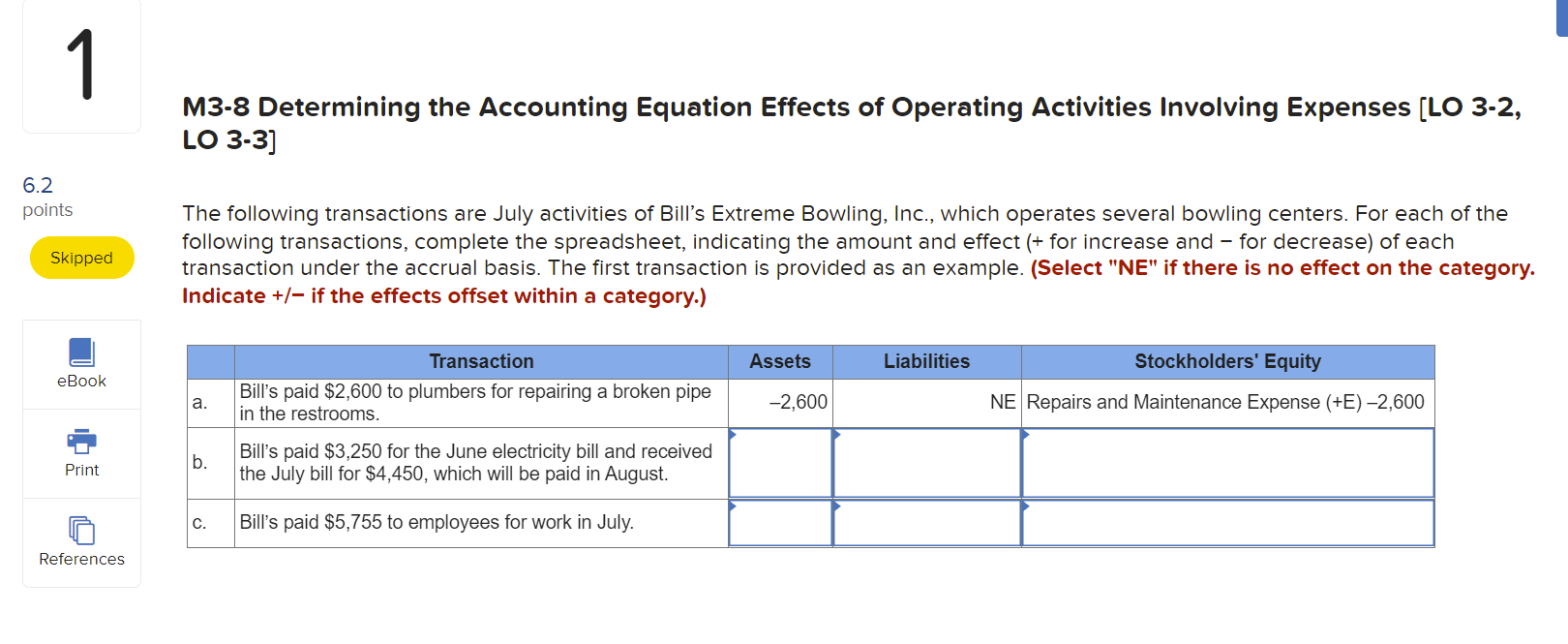 Solved 1 M38 Determining the Accounting Equation Effects of