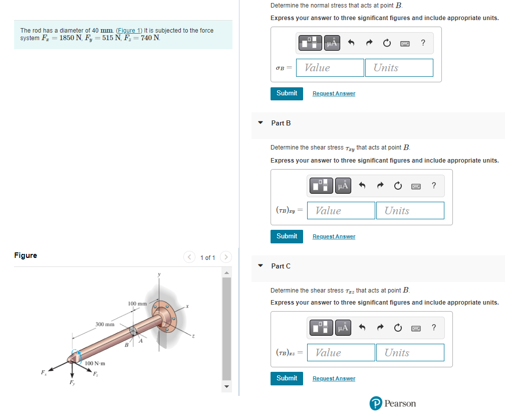 Solved Determine the normal stress that acts at point B. | Chegg.com