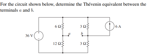 Solved For the circuit shown below, determine the Thévenin | Chegg.com