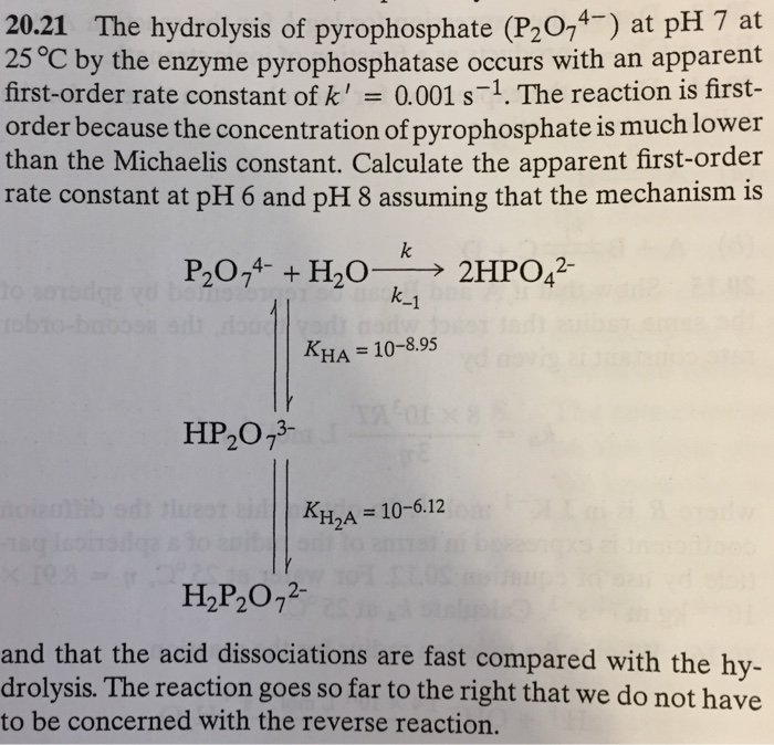 Solved The Hydrolysis Of Pyrophosphate P 2 O 7 4 At Ph 7