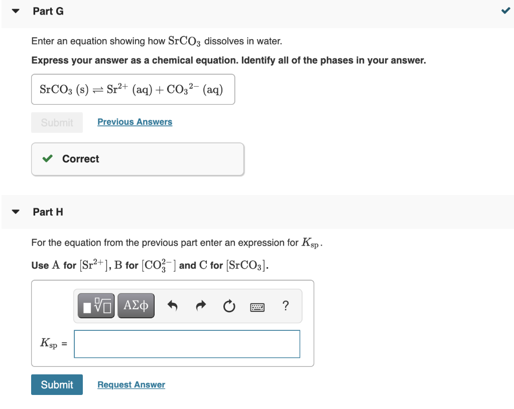 Solved Part A Enter An Equation Showing How Baso4 Dissolves