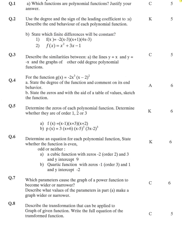 Solved Q.1 с 5 a) Which functions are polynomial functions? | Chegg.com