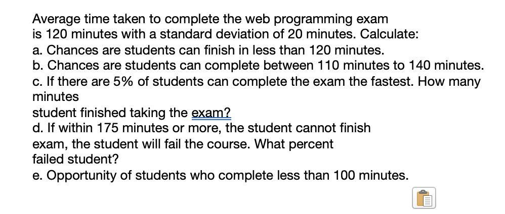 Solved Average time taken to complete the web programming | Chegg.com