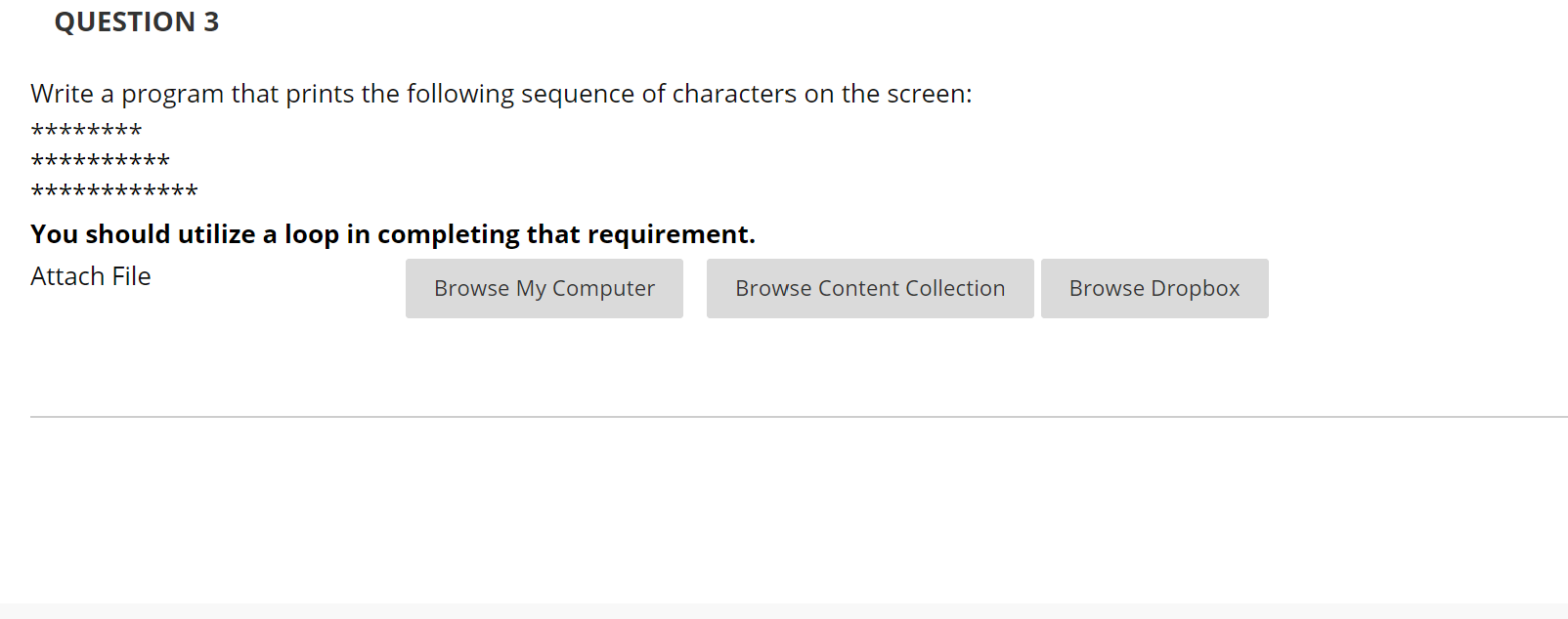 Solved QUESTION 3 Write a program that prints the following | Chegg.com