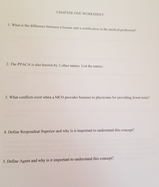 Solved CHAPTER ONE WORKSHEET 1. What is the difference