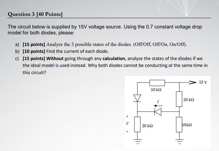 Solved Question 3 [40 Points] The circuit below is supplied | Chegg.com