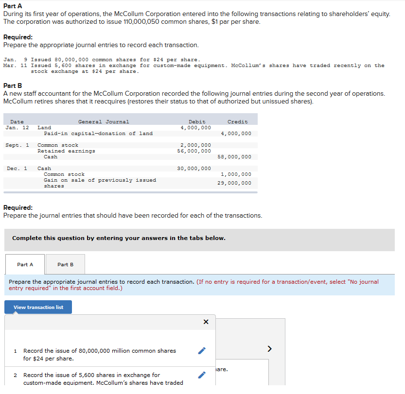 Solved Part A During its first year of operations, the