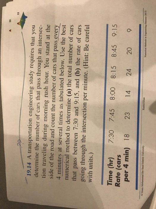 Solved 19.14 A transportation engineering study requires