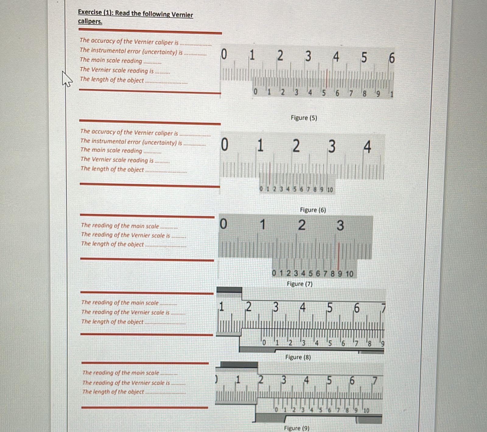 Solved Exercise (1): Read the following Vernier | Chegg.com