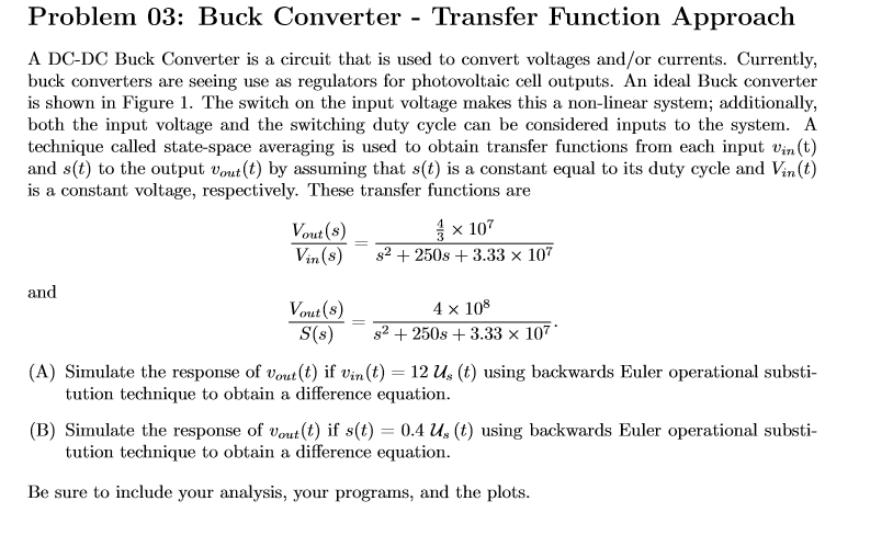 Solved Problem 03: Buck Converter - Transfer Function | Chegg.com