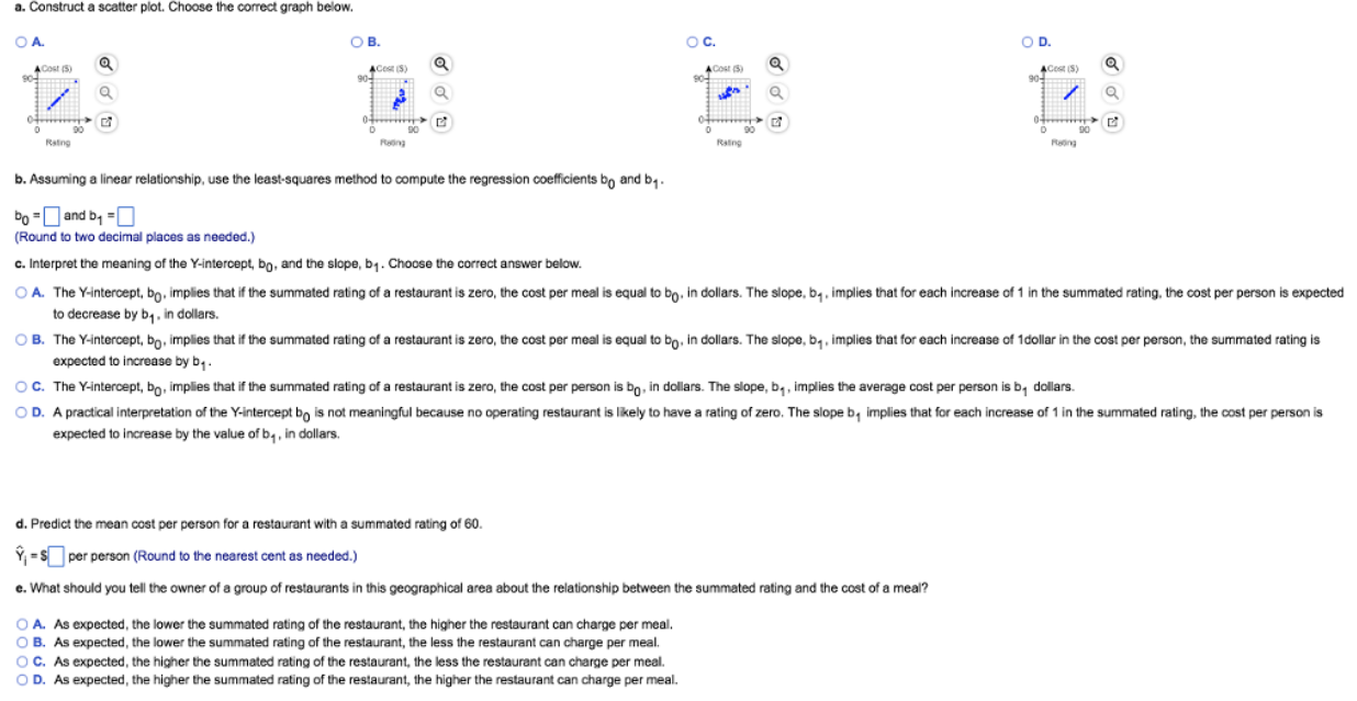 Solved A magazine publishes restaurant ratings for various