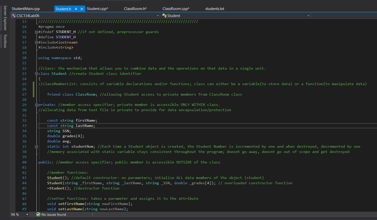 Problem Write a program that creates Student Objects | Chegg.com