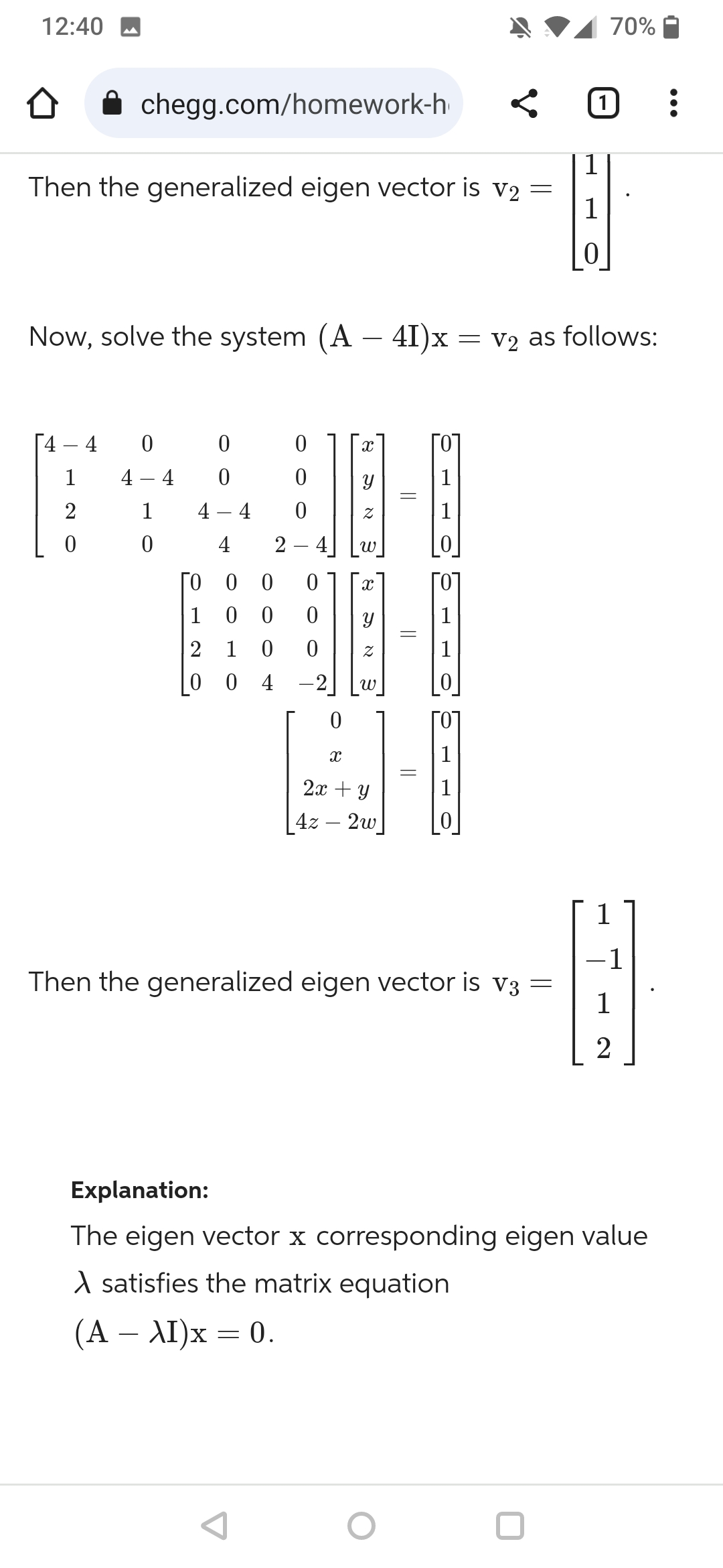 Solved Then the generalized eigen vector is \\( | Chegg.com