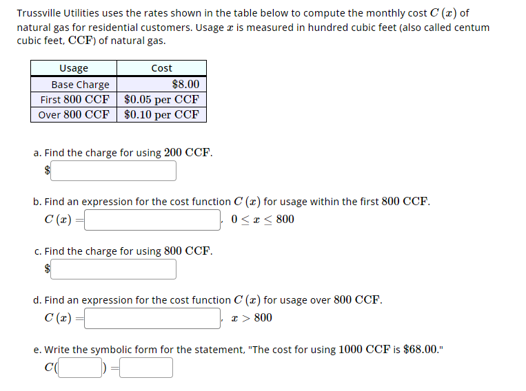 Solved Trussville Utilities uses the rates shown in the